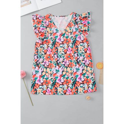 Multicolour Tiered Ruffled Sleeve Floral Blouse