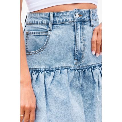 Myosotis Bubble Hem Denim Mini Skirt