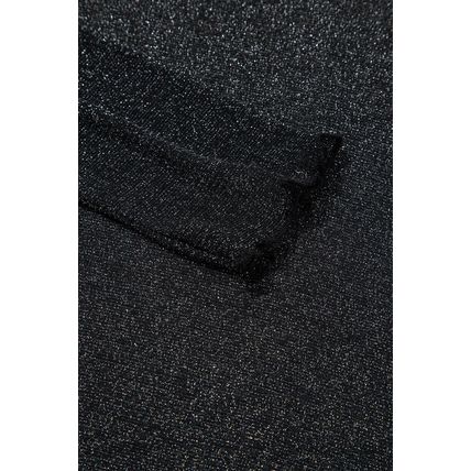 Black Metallic Glitter Mesh Long Sleeve Top
