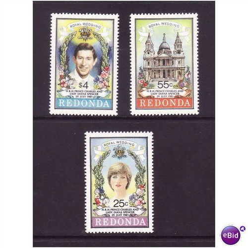 REDONDA 1981 ROYAL WEDDING SET 3 VALS U/M MINT