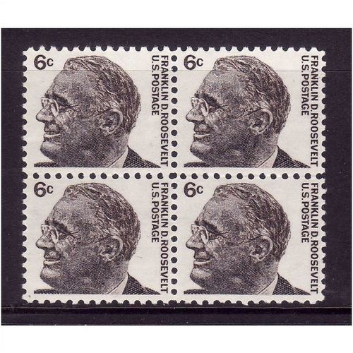 USA 1965 6c BROWN FRANKLIN D ROOSEVELT SG 1266 BLOCK 4 U/M MINT