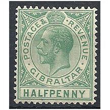 Gibraltar 1921 SG89 1/2d Green Mounted Mint .. .