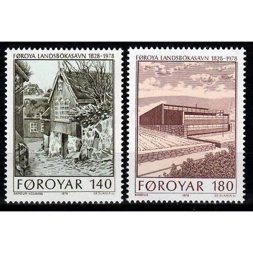 Faeroer mi 39,40 Bibliotheek postfris