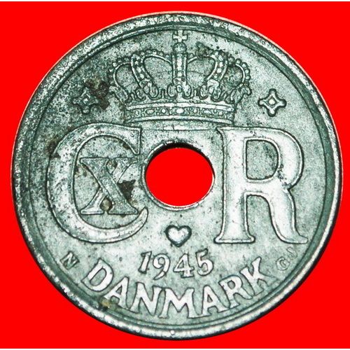 GERMAN OCCUPATION: DENMARK ★ 25 ORE 1945 CHRISTIAN X! LOW START ★ NO RESERVE!