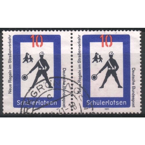 Germany 1971 - SG1574 - 10pf black, blue & red - Road Crossing Patrol x 2 - used
