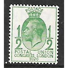 GREAT BRITAIN 1929 PUC GEORGE V SG 434 1/2d GREEN M MINT
