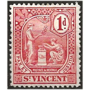 St Vincent 1907 SG95 1d Carmine Mounted Mint . ..