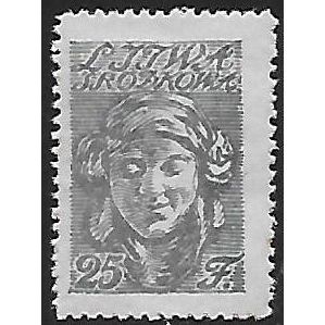 Mi 14 A (*): 25 f. blue-grey Defin.: Young Woman, white paper, line perf. 11½