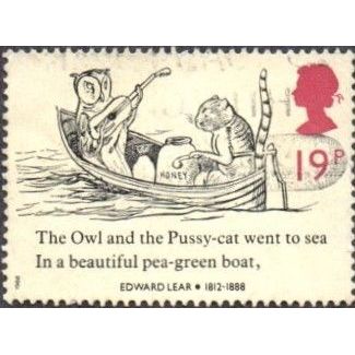 1988 Death Centenary of Edward Lear 19p, Owl & the Pussy Cat. Very Fine Used