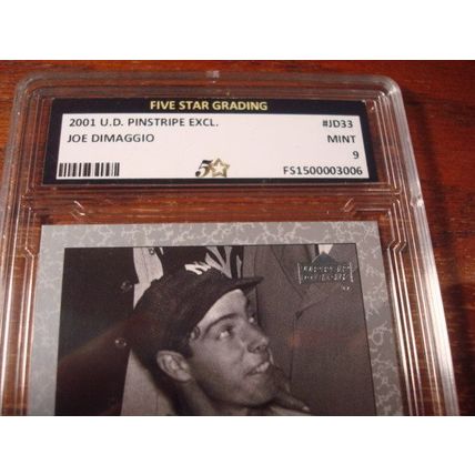 2001 Upper Deck, Pinstripe Exclusive, Graded Mint 9, JOE DiMAGGIO, HOF, Yankees