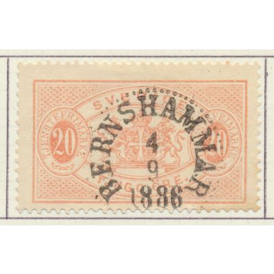 Sweden Stamp Scott #O19, Used, Bernshammer 1886 Cancel