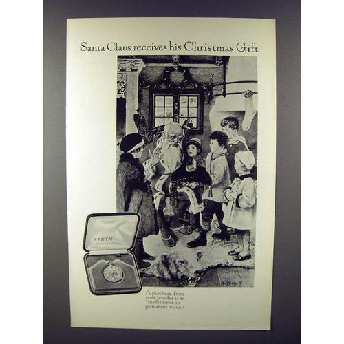 1926 Elgin Watch Ad - Santa Claus Receives Gift