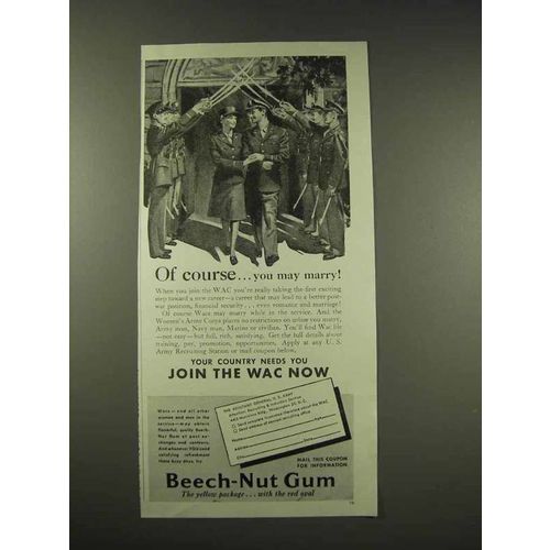 1944 Beech-Nut Gum Ad - Of Course You May Marry