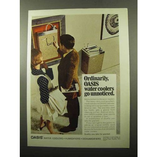 1969 Oasis Water Cooler Ad - Go Unnoticed