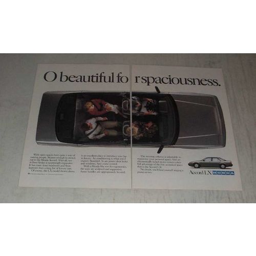 1989 Honda Accord LX Car Ad - O beautiful for spaciousness