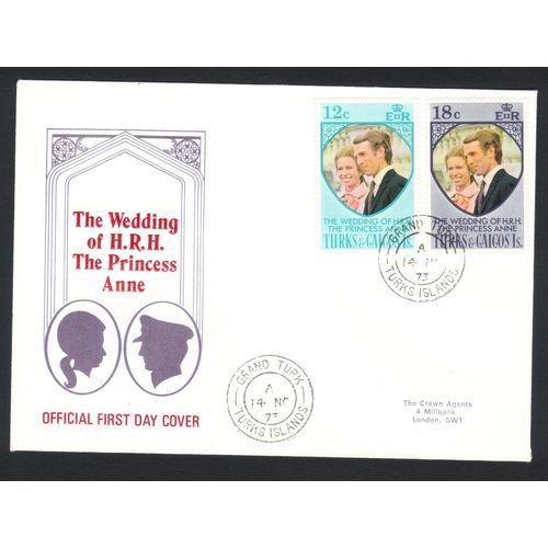 TURKS & CAICOS 1973 ROYAL WEDDING FIRST DAY COVER FDC