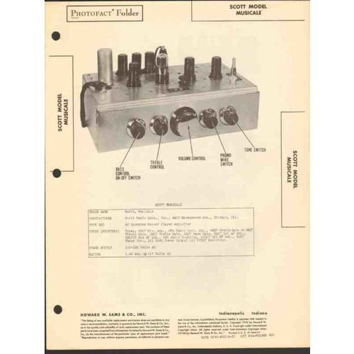 SCOTT model Musicale 14 tube phono amplifier Sams Photofact manual