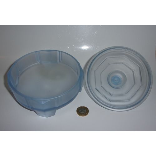 Art Deco Bernsdorf Blue Frosted Glass Bon-Bon Bowl. Rare.