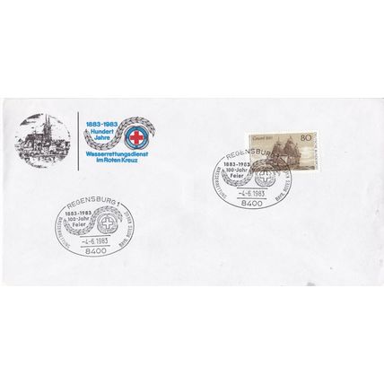West Germany 1983 100th anniv Red Cross Water Rescue Service Cover Unadresse VGC