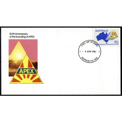 AUSTRALIA 1981 FDC 50th Anniversary Founding of APEX - Horsham VIC 3400 PMK