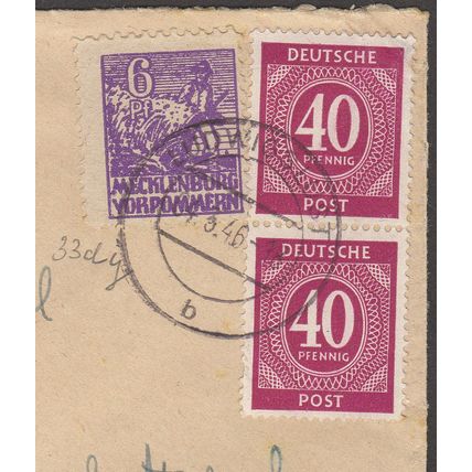 Mecklenburg-Vorpommern 1946, Soviet Occupation Cover. Used. Mi #929a (two), 33yd