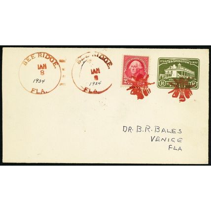 Fly in RED Two Strikes Fancy Cancel Registered Cover EXT RARE! - Stuart Katz