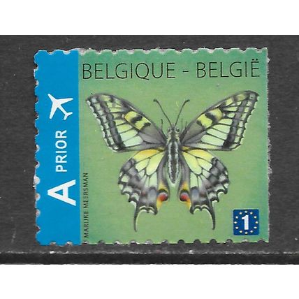 BELGIUM BELGIE BELGIQUE PRIORITY BUTTERFLY AIR IMPERF RIGHT USED paper adhesion