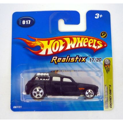 Hot Wheels Cockney Cab II #017 Realistix 17/20 Black DieCast Car Short Card 2005