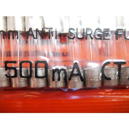 500mA 250v 20mm Anti-surge Fuses, Farnell Pack of 10 New Old Stock
