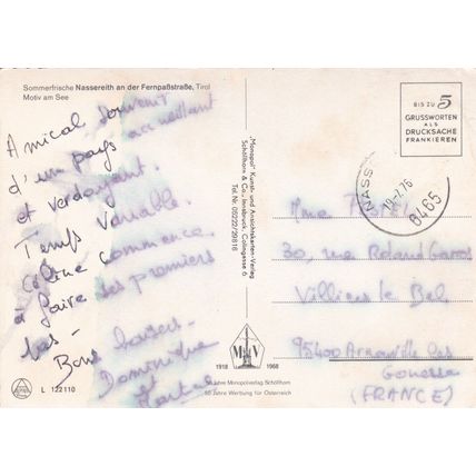 Nassereith Fernpassstrasse Tirol Austria Postcard posted 1976 crease