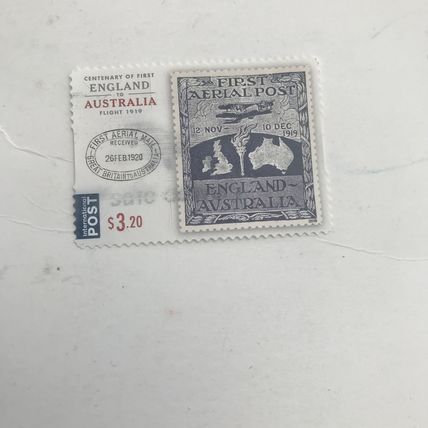 AUSTRALIA- 2019 -First Aerial Post ENGLAND-AUSTRALIA - $3.20 S/A