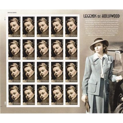 Ingrid Bergman Celebrity Sheet of 20 First Class Stamps Scott 5012