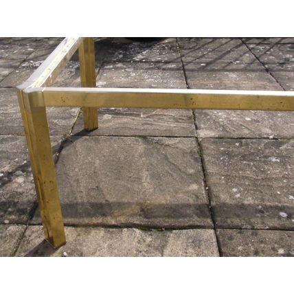 Large Metal Frame Coffee Table for Repair (Rusty) Brass Effect Glass Top modern