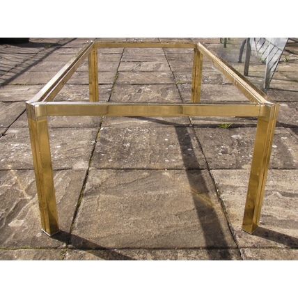 Large Metal Frame Coffee Table for Repair (Rusty) Brass Effect Glass Top modern