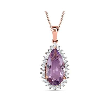 Rose de France Amethyst Zircon Pendant 18k Rose Gold Vermeil Overlay 925 Silver
