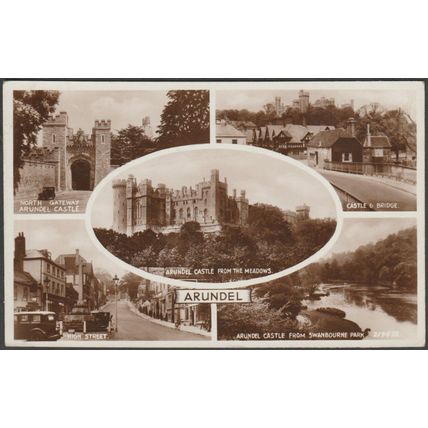 Multiview, Arundel, Sussex, 1948 - Valentine's RP Postcard