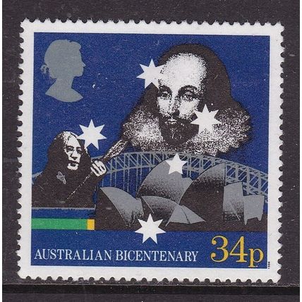 GB 1988 Australian Bicentenary Shakespeare Lennon 34p Mint no Gum SG 1399 VGC