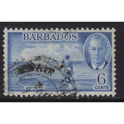 BARBADOS SG275 1950 6c Light blue ~ USED