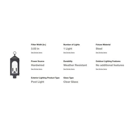 Millennium Bratton 2-Light Black Steel Outdoor Post Light w/ Clear Glass