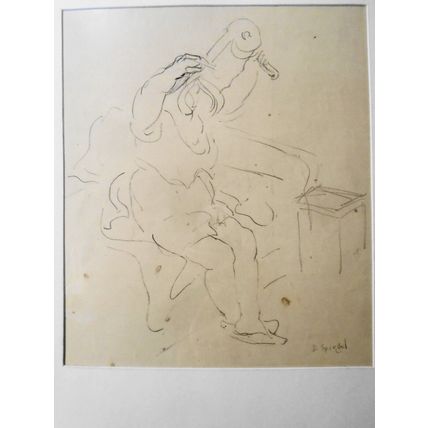 Doris Spiegel (1907-1982) - signed drawing [untitled, woman drying hair]