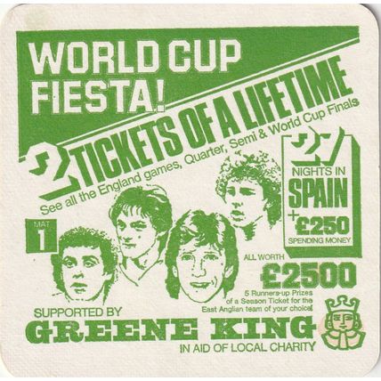 BEER MAT - GREENE KING BREWERY - WORLD CUP FIESTA - (Cat No 085) - (1982)