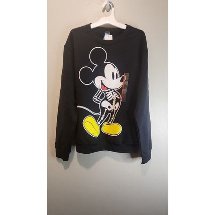 Disney Mickey Mouse Skeleton Halloween Black Crewneck Sweatshirt Women's XS