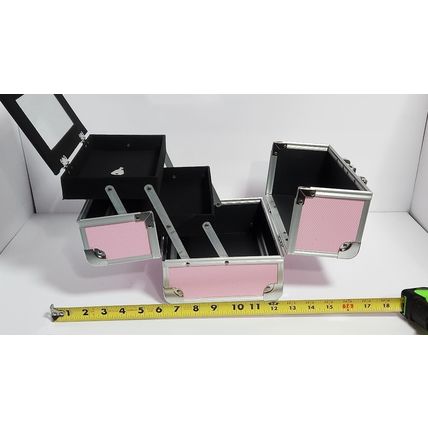 Aluminum Makeup Train Case Jewelry Box Cosmetic Pink 9“x6.75”x6.75”
