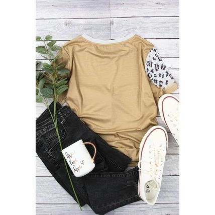 Khaki Bleached Leopard Print Crew Neck T Shirt
