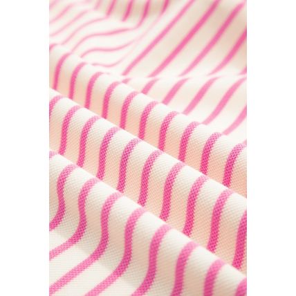 Sachet Pink Contrast Detail Striped Ruffle Short Sleeve Top