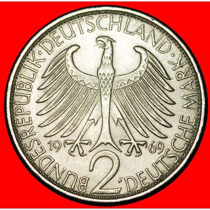 Ⰶ NOBEL PRIZE 1918:GERMANY★2 MARKS 1969F PLANCK (1858-1947)★LOW START★NO RESERVE