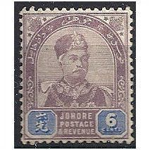 Johor 1891 SG26 6c Dull Purple & Blue Mounted Mint ..