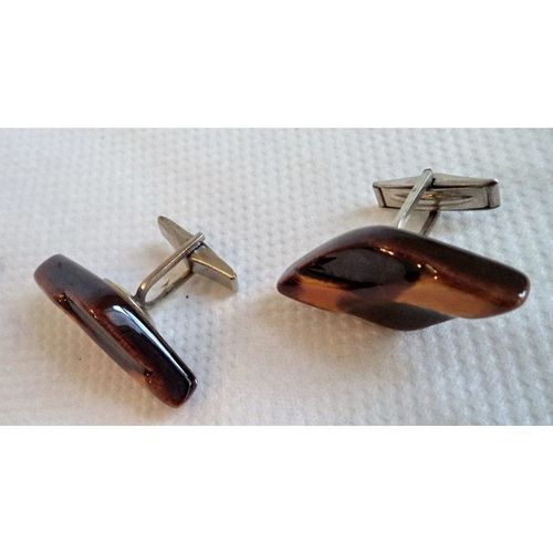 Rare vintage 60s Glazed Ceramic harlequin diamond art Men Jewellery Cufflinks