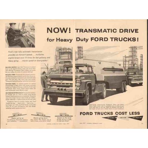 ford 1957 transmatic drive heavy duty industrial trucks vintage ad