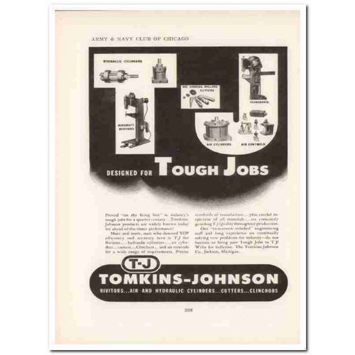 tomkins-johnson company 1943 tough jobs cutters ww2 wartime vintage ad